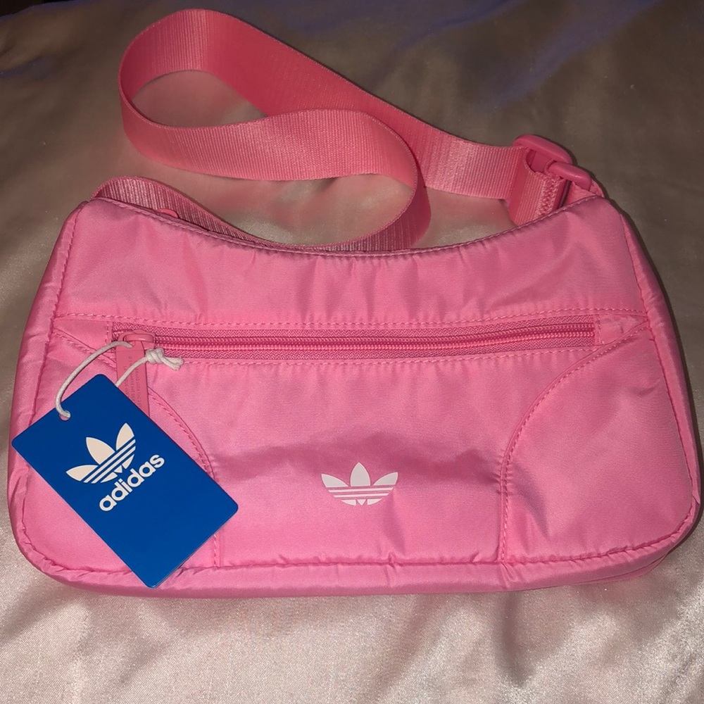 Adidas Originals Classic Nylon Shoulder Bag Bliss Pink & White NWT
